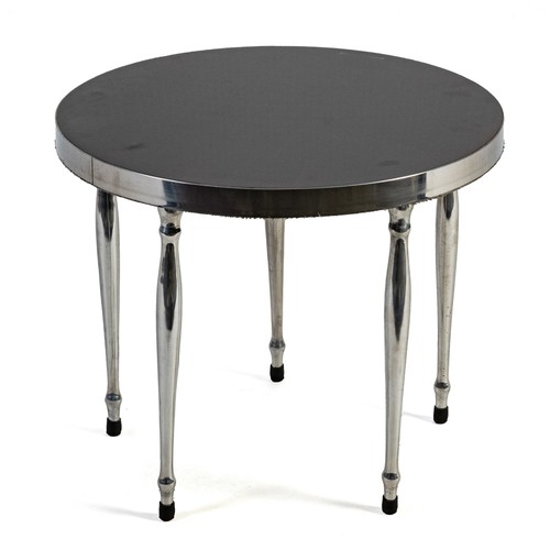 296 - A WOOD AND CHROME SIDE TABLE