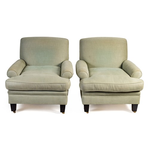 338 - A PAIR OF UPHOLSTERED ARMCHAIRS