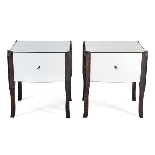 299 - A PAIR OF MIRRORED BEDSIDE TABLES