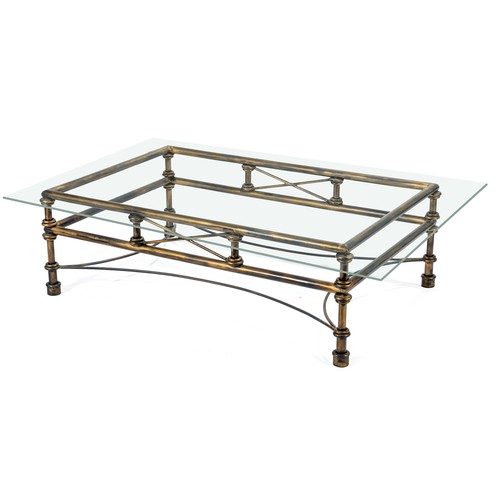 316 - A METAL AND PAINTED COFFEE TABLE, MODERN