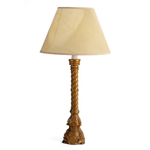 349 - A GILTWOOD TABLE LAMP