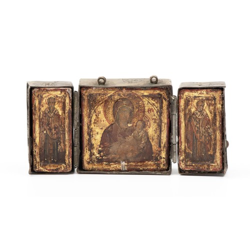 82 - A GREEK TRAVEL TRIPTYCH, POSSIBLY 17TH CENTURY