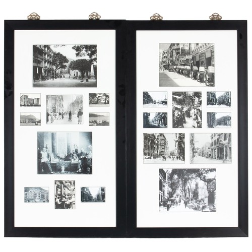 98 - A SET OF TWO FRAMED BLOCK MOUNTED PICTURES, POSSIBLY HONG KONG, 1900