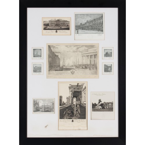 99 - A BLOCK MOUNTED SET OF ETCHINGS, POSSIBLY ROME, 1700