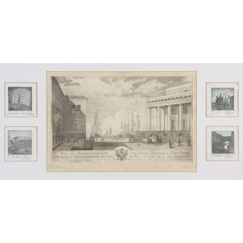 99 - A BLOCK MOUNTED SET OF ETCHINGS, POSSIBLY ROME, 1700