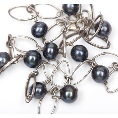 1184 - A SILVER PEARL NECKLACE, ITALY, MODERN