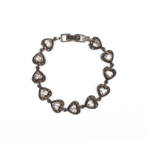 1185 - A SILVER GEM SET BRACELET