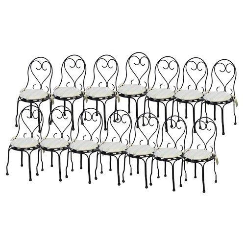 344 - A SET OF 14 WROUGHT IRON PATIO CHAIRS