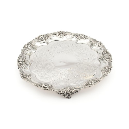 984 - A VICTORIAN SILVER TRAY, GLOUGH AND SALVESTER, BIRMINGHAM, 1900