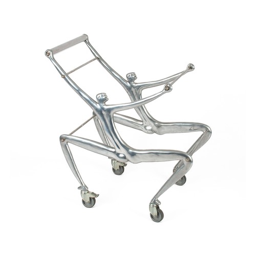 784 - A CARROL BOYES STAINLESS STEEL DRINKS TROLLEY