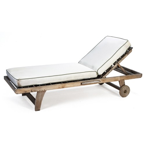 322 - A TEAK POOL LOUNGER