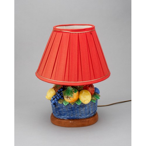 778 - A CERAMIC FRUIT BASKET TABLE LAMP