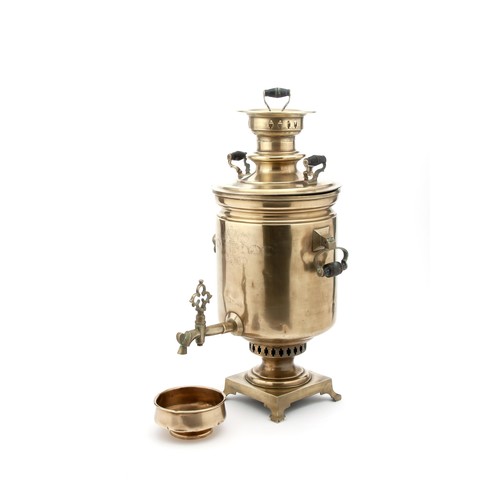 54 - A RUSSIAN BRASS SAMOVAR, WITH IMPERIAL STAMPS, CIRCA 1900