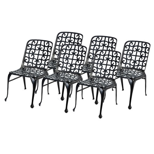 373 - A SET OF SIX ALUMINIUM PATIO CHAIRS