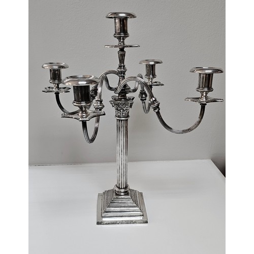 958 - A FIVE LIGHT ELECTROPLATED CANDELABRA, MAPPIN AND WEBB