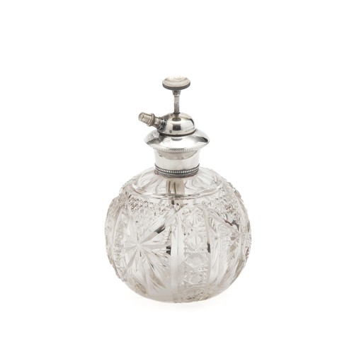 1024 - A PAIR OF SILVER -MOUNTED GLASS PERFUME BOTTLES, LONDON, 20TH CENTURY, MAKERS MARK RUBBED