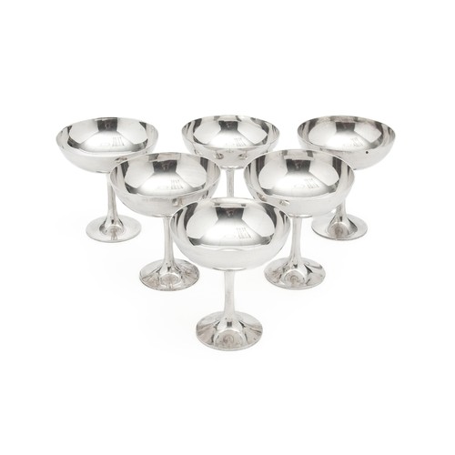 962 - A SET OF SIX ELECTROPLATED ICE CREAM BOWLS ITALY-ART KRUPA, 20TH CENTURY