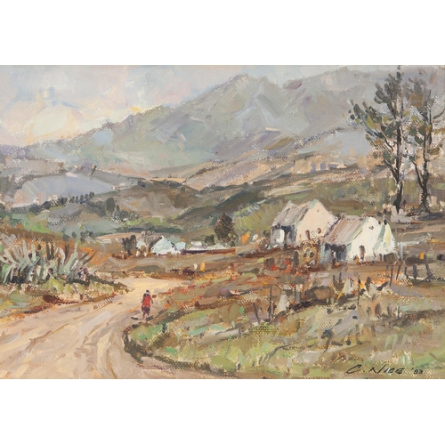 218 - Christiaan Nice (South African 1939 - 2020) HOUSES IN THE VALLEY