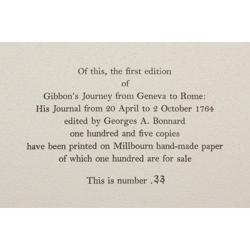 815 - GIBBON'S JOURNEY FROM GENEVA TO ROME: HIS JOURNAL FROM 20 APRIL TO 2 OCTOBER 1764 (LIMITED EDITION) ... 