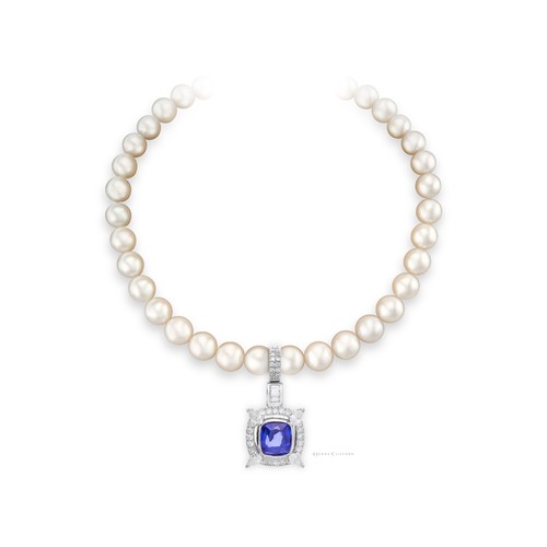 689 - A CERTIFIED TANZANITE AND DIAMOND PENDANT, JENNA CLIFFORD DESIGNS