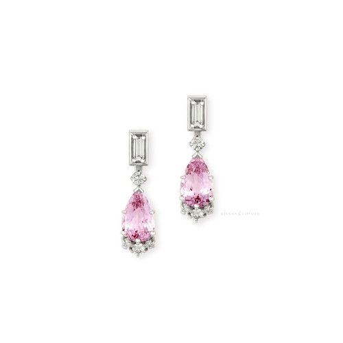 705 - A PAIR OF KUNZITE AND DIAMOND EARRINGS, JENNA CLIFFORD DESIGNS