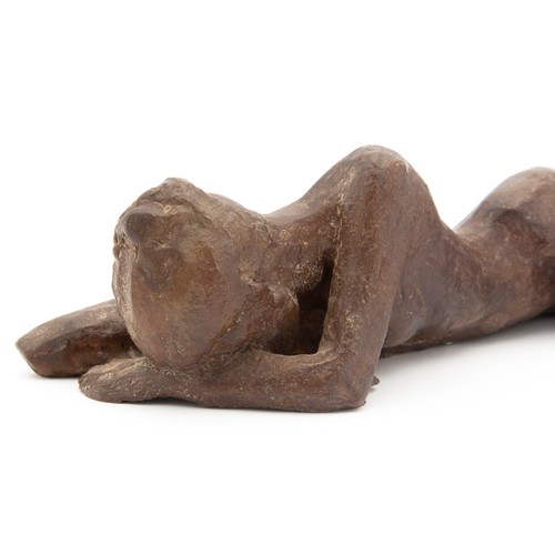 635 - A BRONZE FIGURE OF A RECLINING WOMAN