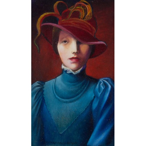 338 - Catharina de Bliquy (South African 1948 - ) PORTRAIT OF A WOMAN IN A HAT