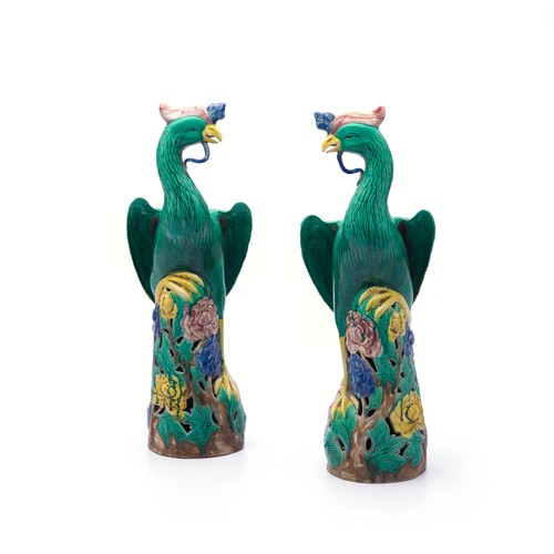 624 - A PAIR OF CHINESE PHOENIX BIRD STATUES