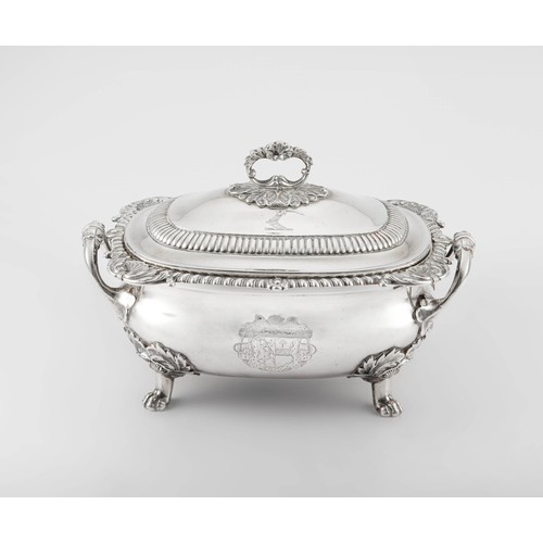 405 - A GEORGE III SILVER TUREEN AND COVER, BENJAMIN SMITH II AND JAMES SMITH III, LONDON, 1810