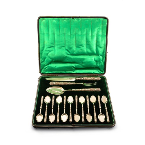 422 - A CASED VICTORIAN SILVER CUTLERY SET, HOLLAND, ALDWINCKLE AND SLATER, LONDON, 1897