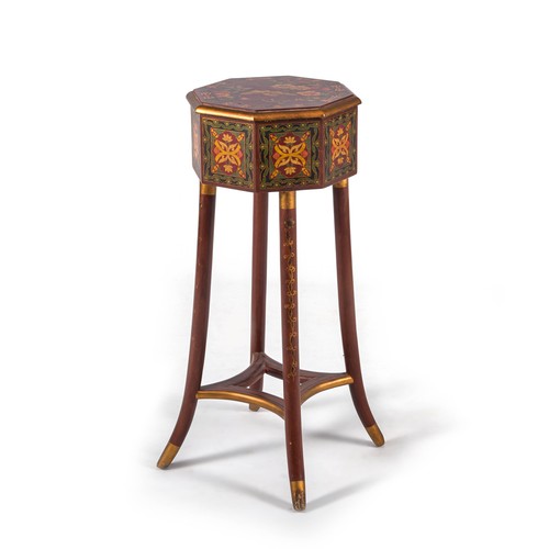 112 - A CHINESE PAINTED AND GILT SIDE TABLE, MODERN