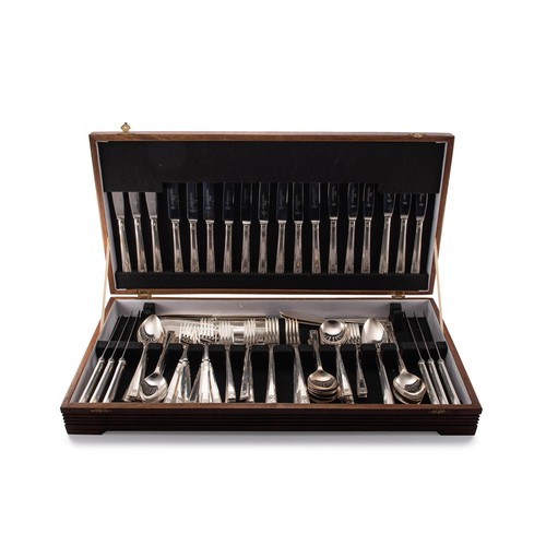 497 - A CASED ELECTROPLATE LUCY PATTERN CUTLERY SET, STANLEY ROGERS AND SON