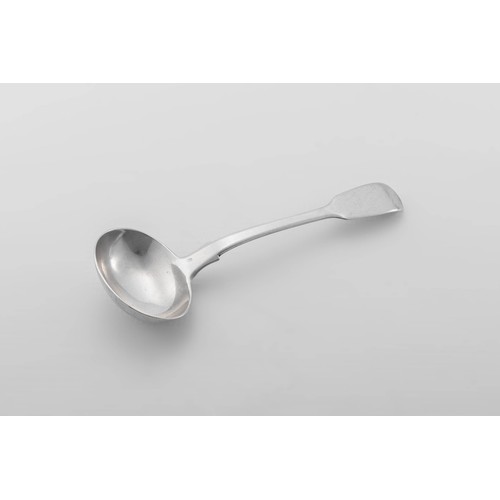 489 - A CAPE SILVER FIDDLE PATTERN SAUCE LADLE, WILLIAM MOORE