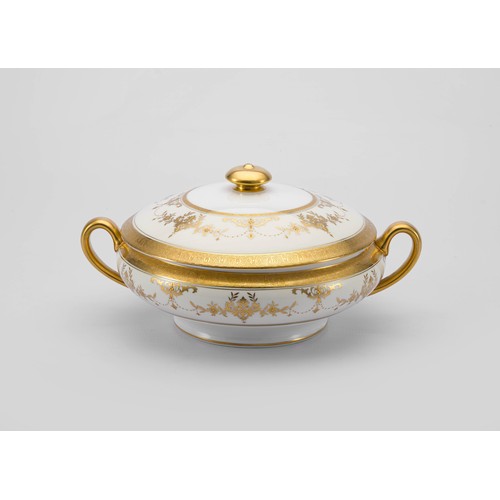 541 - A MINTON 'RIVERTON' GOLD AND WHITE TUREEN AND COVER