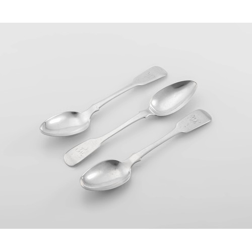 482 - THREE CAPE SILVER FIDDLE PATTERN TEASPOONS, JACOBUS JOHANNES VOS