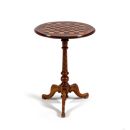 165 - A  VICTORIAN WALNUT TRIPOD GAMES TABLE