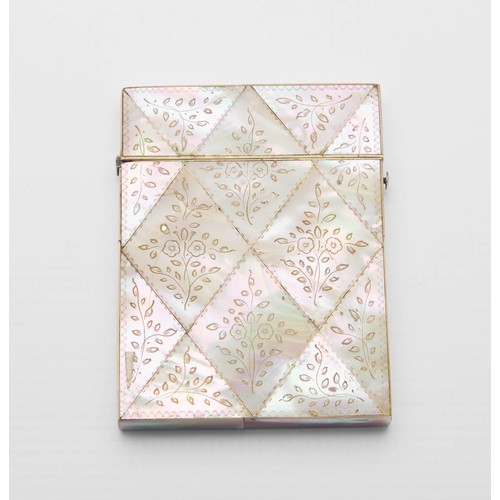 913 - A MOTHER-OF-PEARL CARD CASE, LATE 19TH CENTURY