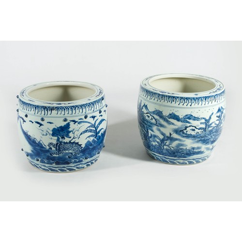 622 - TWO BLUE AND WHITE CHINESE PLANTERS