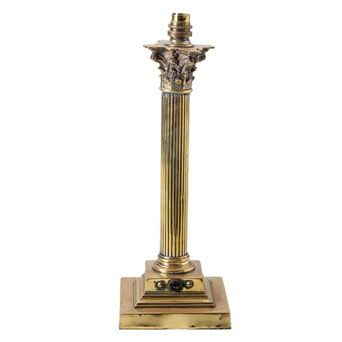 954 - A CORINTHIAN COLUMN BRASS LAMP