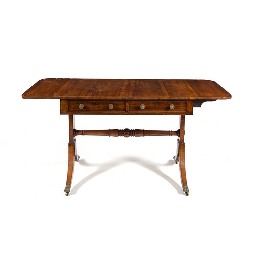 146 - A REGENCY ROSEWOOD AND BRASS-INLAID PEMBROKE TABLE