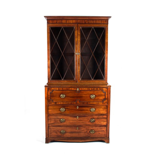 185 - A MAHOGANY SECRETAIRE BOOKCASE, 19TH CENTURY