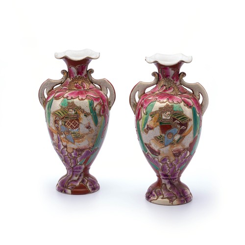 652 - A PAIR OF SATSUMA VASES