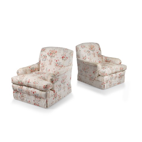 53 - A PAIR OF UPHOLSTERED ARMCHAIRS