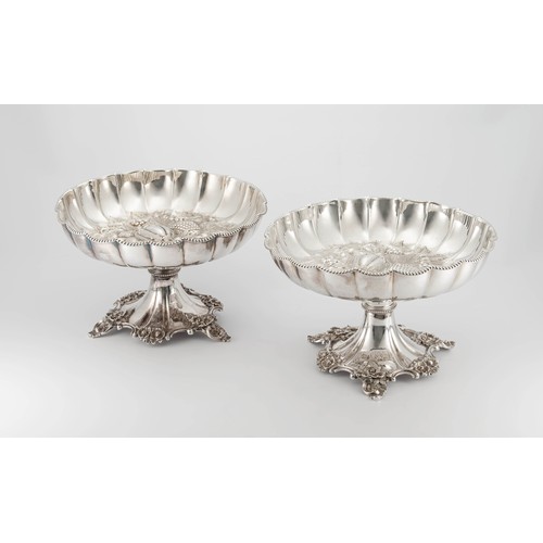 416 - A PAIR OF VICTORIAN SILVER COMPORTS, FENTON BROTHERS, SHEFFIELD, 1875