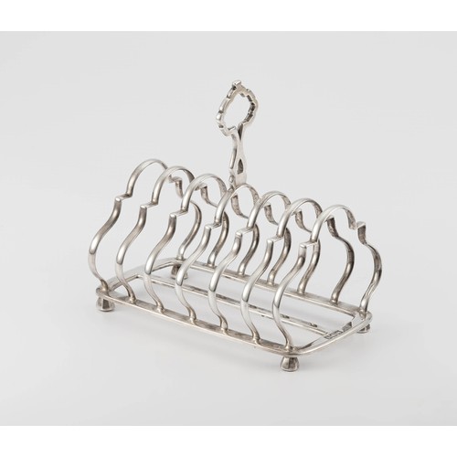 434 - AN EDWARD VII SILVER TOAST RACK, GOLDSMITHS AND SILVERSMITHS CO LTD, LONDON, 1906