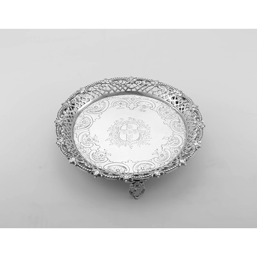 393 - A GEORGE II SILVER SALVER, LEWIS HERNE AND FRANCIS BUTTY, LONDON, 1760