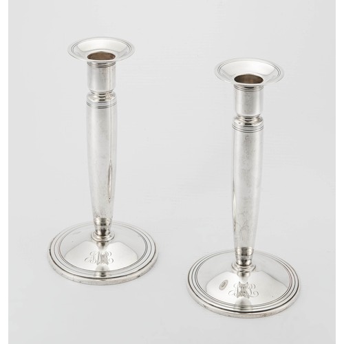 471 - A PAIR OF TIFFANY AND CO SILVER CANDLESTICKS