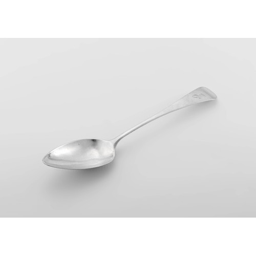 466 - A SCOTTISH PROVINCIAL SILVER OLD ENGLISH PATTERN TABLESPOON, MAKER'S MARK BR, GREENOCK