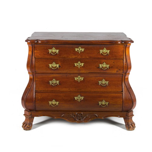 193 - A CAPE TEAK BOMBÉ CHEST-OF-DRAWERS, LATE 18TH/EARLY 19TH CENTURY