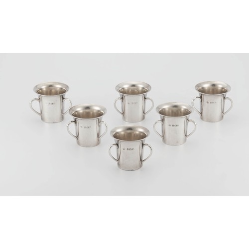 432 - A SET OF SIX EDWARD VII SILVER CUPS, WILLIAM AITKEN, BIRMINGHAM, 1905